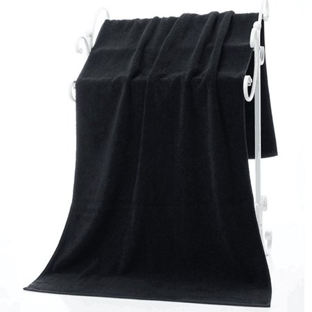 Preisvergleich Produktbild JUNCHEN Einfarbig Schwarz Große Badetuch Hohe Qualität Dick 100% Baumwolle Hotel Erwachsene Gesicht Handtücher Weiche Bequeme Wasseraufnahme, Schwarz, 70X140Cm 600G