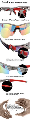 Duco polarisierte – Sport-Sonnenbrille mit 5 auswechselbaren Gläsern UV400 Schutz – Sportbrille fürs Radfahren -Laufbrille Joggbrille 0026 - 4
