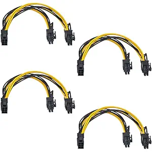 Layyon PCI-E 6pin Female to Dual 8pin (6+2pin) Male Video Card GPU Power Cable (Pack of 4)