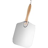 G.a HOMEFAVOR Pizza Peel Aluminum Metal Pizza Paddle Lifter with Foldable Wooden Handle for Baking Bread, Spatula Pizza Shove