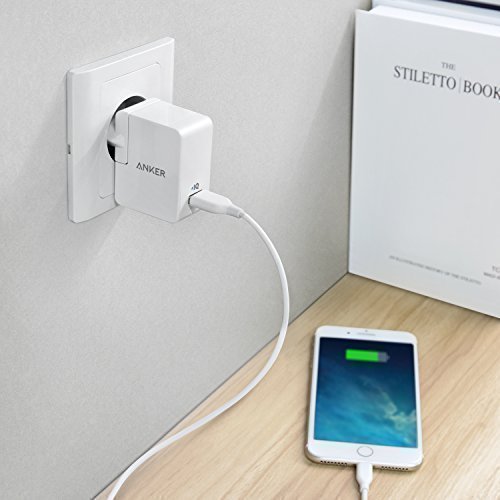 Anker PowerPort 1 (12W / 2.4A) 1 Port USB Ladegerät Reise mit UK /EU Stecker, Reiseadapter mit Power IQ für iPhone 7 / 6s / 6 /5s/ SE, iPad Air 2 / mini 3, Galaxy S7 / S6 Edge und Weitere (Weiß) - 7