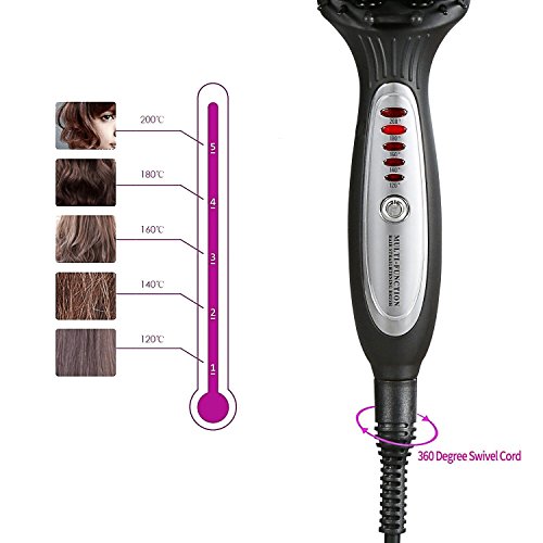 Euph Haarglätter 3-in-1 Haarglätter-Bürste Anion Instant-Magie gerade Haar Styling Haarbürste Hair Brush Anti Static Keramik Heizung Airstyler Comb-Farbe Auswahl (Schwarz) - 6