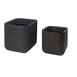 Keter Indoor/Outdoor Wood Style Effect Garden Planters, 2 Set Cube Plant Pots - Brown (Garden &amp; Outdoors)