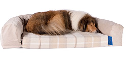 Silentnight-Supreme-Memory-Foam-Dog-Bed-Airflow-Bolster-Set-Tartan-Natural