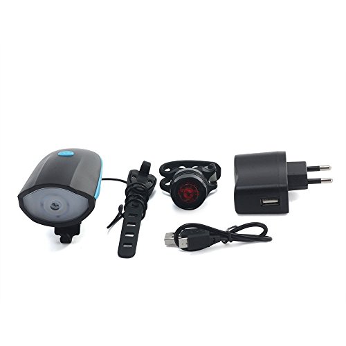 Beautystar Wiederaufladbare LED Fahrradlampe, LED Frontlicht und Rücklicht Für Radfahren, 250lm , 3 Licht-Modi, Fahrradscheinwerfer, Fahrradlicht, Fahrradbeleuchtung Set (1 USB-Kabel &1 Ladegerät) - 2