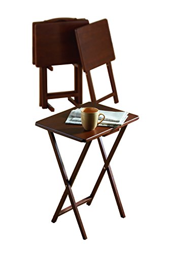 PJ Wood 5-Piece Folding Tv Tray & Snack Table Walnut