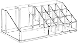 Premium Beauty Cosmetic and Lipstick Organiser Display Stand (16 Sections) - Clear Acrylic - Great for Storing Nail Polish Varnish, Lipsticks, Makeup sets, Brushes, Jewellery, Earrings - Presented by GlamRok Stars