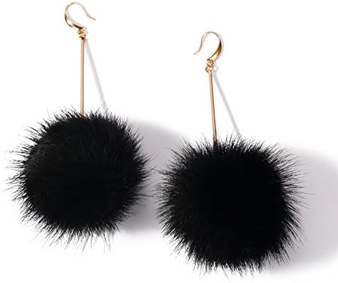 ZEGU Temperament Black Fur Ball Earrings