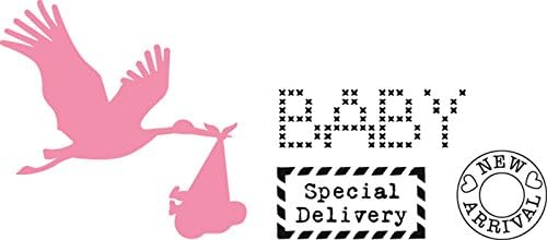 Marianne DesignFustella Collectables Stork, Metal, Pink, 5.6 x 5.4 x 0.4 cm