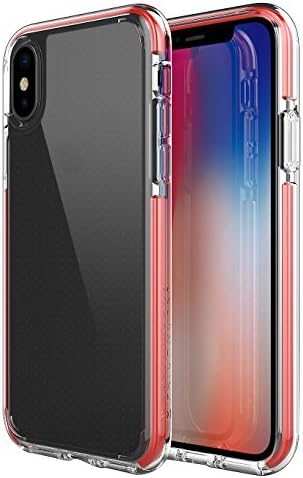 Patchworks iPhone X Clear Case, [Lumina EX] Smudge-Free Back TPU Bumper Elastomer Air Pocket Corner Military Drop Protection Shockproof Protective Case for iPhone X/10 - Red Clear
