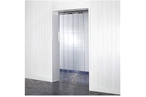 STRIP CURTAINS DIRECT PVC Strip Curtain Complete Kit - Ideal for Pedestrian Door/Chiller/Coldroom (1m x 2.5m) - Factory Chiller Butcher Pest Control Curtain - 200mm x 2mm Material
