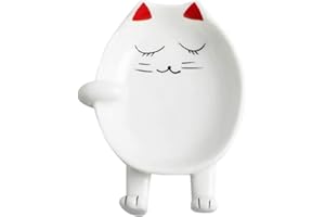 GRIZEF Ceramic Cat Spoon Rest for Kitchen Counter, Multifunctional Chopsticks Spoon Holder, Ceramic Utensil Holder, Essential Kitchen Aid and Accessories, Decoration Gift for Cat Lovers (Red)