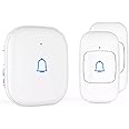Wireless Doorbell, Himster Waterproof Door Bell Chime Kit Alarm for Home at Over 1000 Feet Range Operating with 56 Melodies, LED Flash, 7 Levels Adjustable Volume (White 2 Transmitters & 1 Receiver)