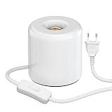 bombilla intercambiable ledscom.de Lámpara de Mesa Tipo con E27 portalámpara Porcelana Redondo Blanca