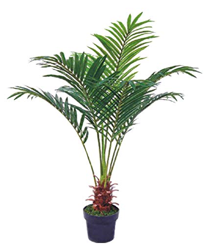 HOMCOM Künstliche Palme 120cm - UV-beständige Kunstpflanze Im Topf Für Drinnen & Draußen