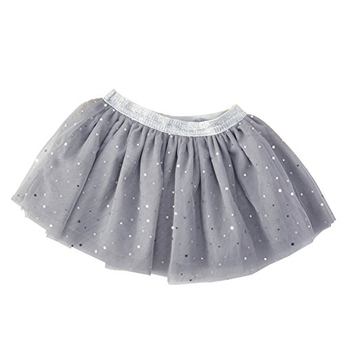 Amur Leopard Falda Corta de Tul para Niña con Lentejuela Tutú Dulce y Adorable para Niñas de 5 Años (Gris)