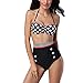 Vintage Retro High Waist Push Up Bandeau Bikini Swimwear Swimsuit Set