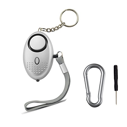Personal Alarm Keychain,Mini Pocket Alarm Panic Alarm Self-Defense  Emergency Alarm, Siren 130dB with Integrated LED SOS Lamp (Sliver)
