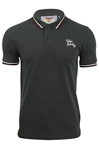 Tokyo Laundry «Goodwin point»  - Polo para hombre, de manga corta gris Carbón Marl Medium