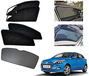 Auto Addict Zipper Magnetic Car Curtain Sunshades with Rear Window (Side Windows,Dicky Window,5 Pcs) for Hyundai Elite i20(2014-2019)