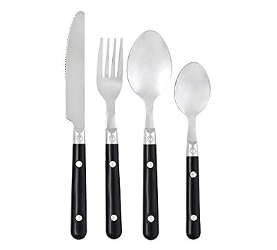 Pradel Heritage 518155 Ménagère 24 pièces en INOX Manche en Plastique Noir, Acier Inoxydable, 0 cm