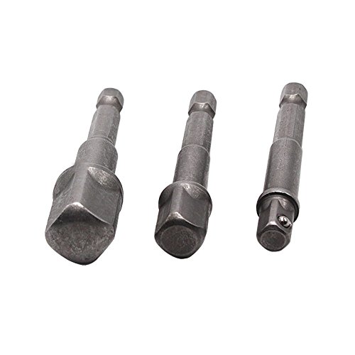 JTENG Adapter Sechskant auf1/4″, /1/2″, /3/8″ Vierkant Bohrfutter Adapter mit 4 kant Antriebmit, nuss adapter 3 teilig. - 4