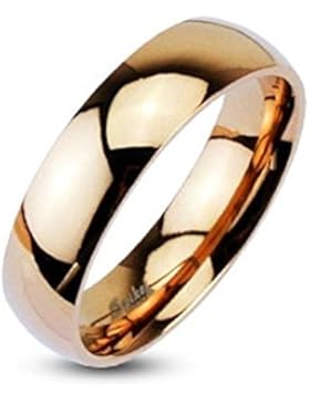 Paula & Fritz® Ring aus Edelstahl Chirurgenstahl 316L roségold 6mm breit Classic Line Dome Band hochglanz poliert...