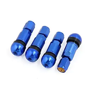 Ubersweet Imported 4pcs Aluminum Alloy Car Auto Tubeless Wheel Tire Valve Stems Dust Caps Blue