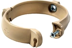 First Plast - Gouttière PVC 33 demi-ronde - Collier bride pour tube de descente PVC Ø100 - sable