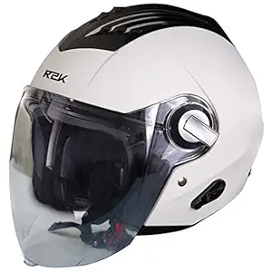 Steelbird SBA-3 R2K Classic Open Face Helmet (Medium 580 MM, White with Plain Visor)