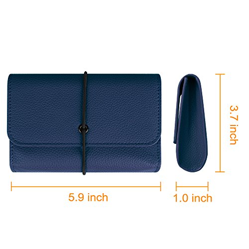 Fintie Schutzbeutel Tasche aus Kunstleder zum Verstauen elektronischen Zubehör Elektronische Organisator Tragetasche Reisetasche für MacBook Maus / Netzadapter / Kabel / SSD / HDD Enclosure / Powerbank, Marineblau - 2