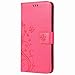 Produktbild Vepbk für Samsung Galaxy M20 Hülle, Handytasche Case Handyhülle Leder Schutzhülle Flip Cover Hüllen Tasche Magnet Geldbörse Innere Silikon Hülle Ledertasche für Samsung Galaxy M20,Rose Rot