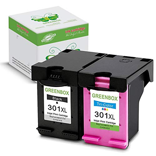 2 Paquetes GREENBOX Reciclado HP 301 XL 301XL Cartuchos De Tinta Reemplazo  1x negro  1x color  por HP Deskjet 1000  HP Deskjet 1010  HP Deskjet 3000  HP Officejet 2620  HP Officejet 4630  HP Deskjet 1050  HP Deskjet 1050A  HP Deskjet 1510  HP Deskjet 2050  HP Deskjet 2050A  HP Deskjet 2510  HP Deskjet 2540  HP Deskjet 3050  HP Deskjet 3050A  HP ENVY 4500  HP ENVY 4504  HP ENVY 5530