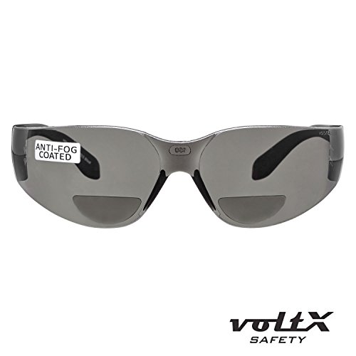 voltX ‘GRAFTER’ BIFOKALE Leichtgewichts Industrie Lesen Schutzbrille, CE EN166F zertifiziert / Sportbrille für Radler (RAUCHGRAU +1.5 Dioptrie) – Safety Reading Glasses - 2