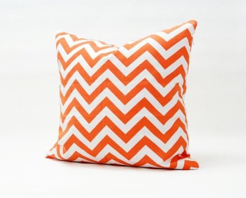 Sinoguo 18x18 Orange &amp; White Wave Pattern Zig-zag Printed Throw Pillow Cover, Cotton Canvas pillowcase Cushion Sleeve Home Decorative Case for Sofa, Bed, Car, Garden. by Sinoguo