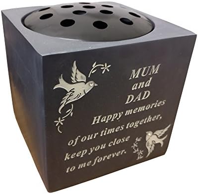 Mum & Dad Dove Rose Bowl, Poly Resin, Grey, 13.5 x 13.5 x 15 cm