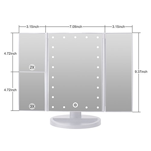 LED Kosmetikspiegel Tri-Falten Standspiegel Schminkspiegel mit Beleuchtung - 8