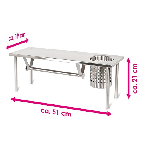 bremermann® Küchenregal mit Rollenhalter und Utensilienhalter, Edelstahl - 5