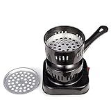 DXP Elektrischer Kohleanzünder Herdplatte 1000 W für Shisha Kohle und 96 Würfel Kokoskohle Naturkohle Schwarz - 