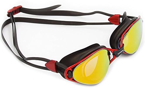 Poqswim Rocket Mirrored Swimming Goggles Brand New Professional Swimming Goggles Men Women Waterproof Silicone Glasses Aqua Sphere Adult Eyewear Kayenne Goggles (Red)