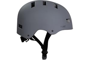 PANK URBAN MOBILITY PANK Premium Casco Bicicleta Adulto Hombre Mujer con Certificado CE Casco Skate MTB BMX Casco, luz Trasera LED & Acolchado Blando, Negro Mate y Gris, M (55-58 cm) & L (59-62 cm)