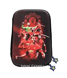 Decor Express Boys Premium Football 3D Hardtop Pencil Pencil Pouch Box (Red, Manchester United Print)