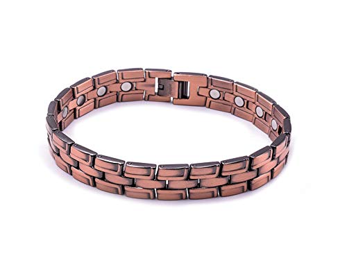 Perfetta idea regalo per la festa del papà, braccialetto unisex in rame pesante, bracciale per uomo, chiusura magnetica, 20 potenti magneti contro l'artrite, 5000 Gauss