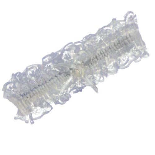 Pritties Accessories Blanc en Dentelle et Ruban Bow Conception élastique Jarretière - mariée Accessoires de Mariage - Blanc - Taille Unique
