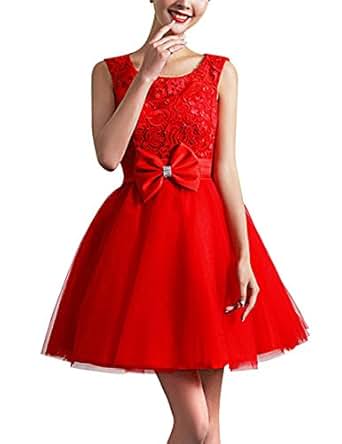 Felala short lace prom dress (44, Red): Amazon.co.uk: Clothing