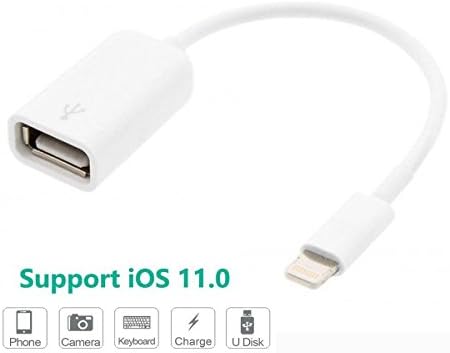 Ecomac Camera Connection Kit 8 pin Lightning OTG cable to USB jack Adapter cable for iPhone 7 6 Plus 5 5c iPad Air Mini 2