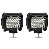 Súper brillante: luces de trabajo LED de 4 pulgadas y 60 vatios, chips LED de alta densidad con una temperatura de color de 6000 k que ilumina efectivamente la carretera oscura, brindando la mejor experiencia de manejo en la noche.