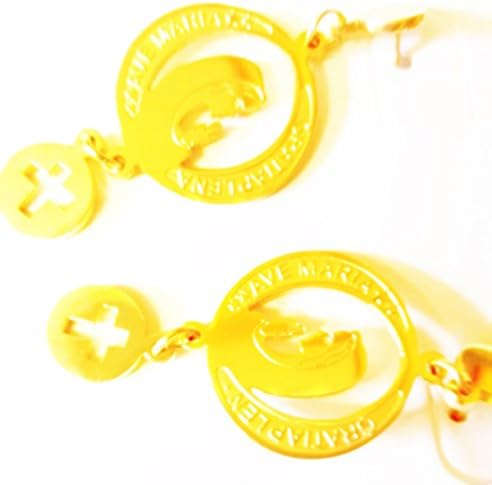 Rosary Prayer Pilgrim Earrings Ave Maria,Gold-filled Catholic Our Lady Madonna saint Rosary