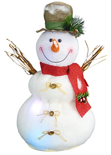 Christmas Concepts® 50cm Iluminar Muñeco de Nieve con Escoba Decoración Navideña con Luces LED de Cambio de Color - Con Pilas