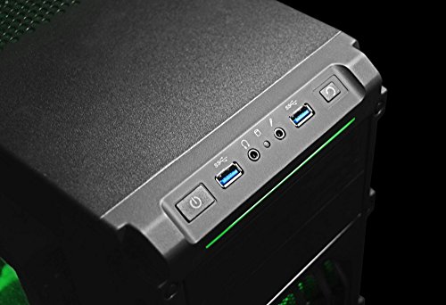 VIBOX Centre 4S Gaming PC – 4,0GHz AMD FX Quad-Core Prozessor, GTX 1050 GPU, Super, Desktop Gamer Computer mit Spielgutschein, Grün Innenbeleuchtung, lebenslange Garantie* (3,8GHz (4,0GHz Turbo) Superschneller AMD FX 4300 Quad-Core Prozessor CPU, Nvidia GeForce GTX 1050 2GB Grafikkarte GPU, 16GB DDR3 1600MHz RAM, 1TB (1000GB) SATA III HDD 7200rpm Festplatte, Raijintek Aidos Air CPU Kühler, 400W 85+ Netzteil, Corsair Carbide Spec-03 LED Gaming Gehäuse, AM3+ Mainboard, Ohne Windows Betriebssystem) - 5